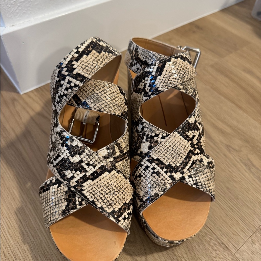 Dolce Vita Black and Cream Sandals with Crisscross Straps